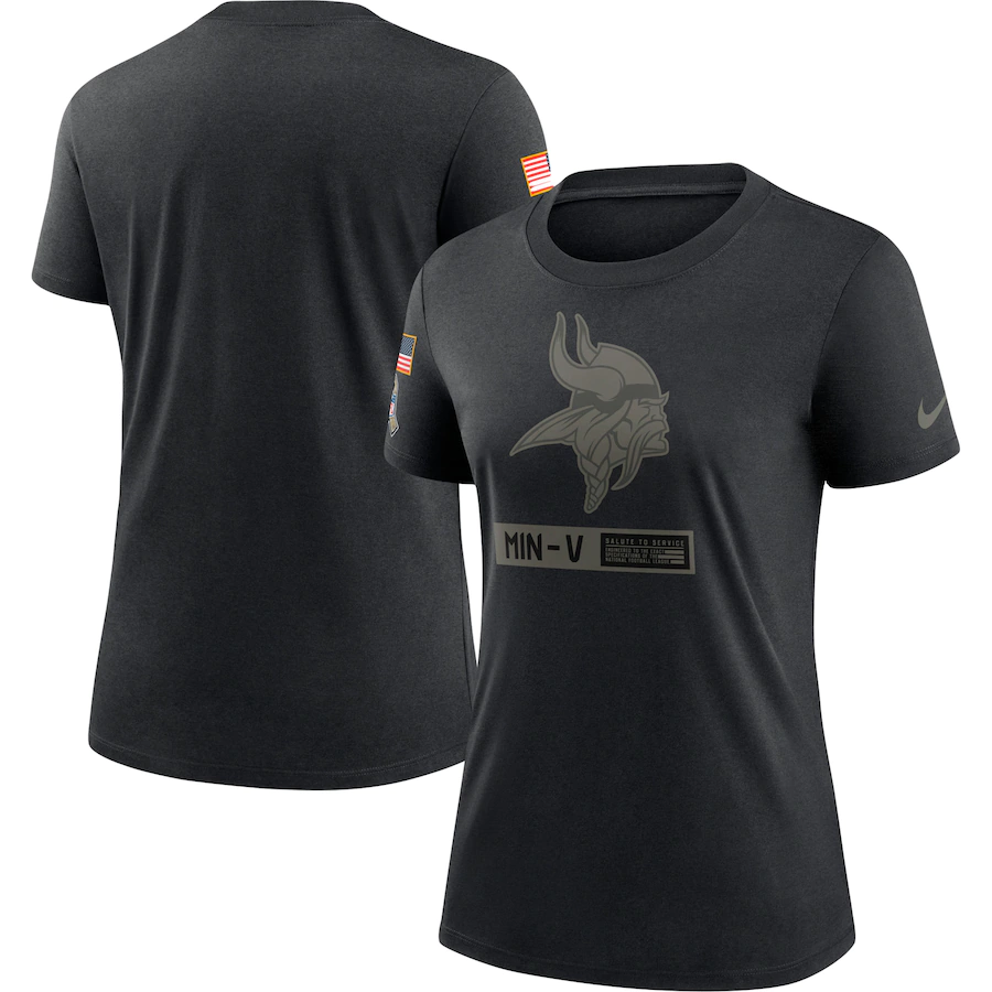 Women's Minnesota Vikings 2020 Black Salute To Service Performance T-Shirt (Run Small)